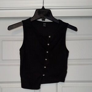 SHEIN Black Buttoned Tank Top
